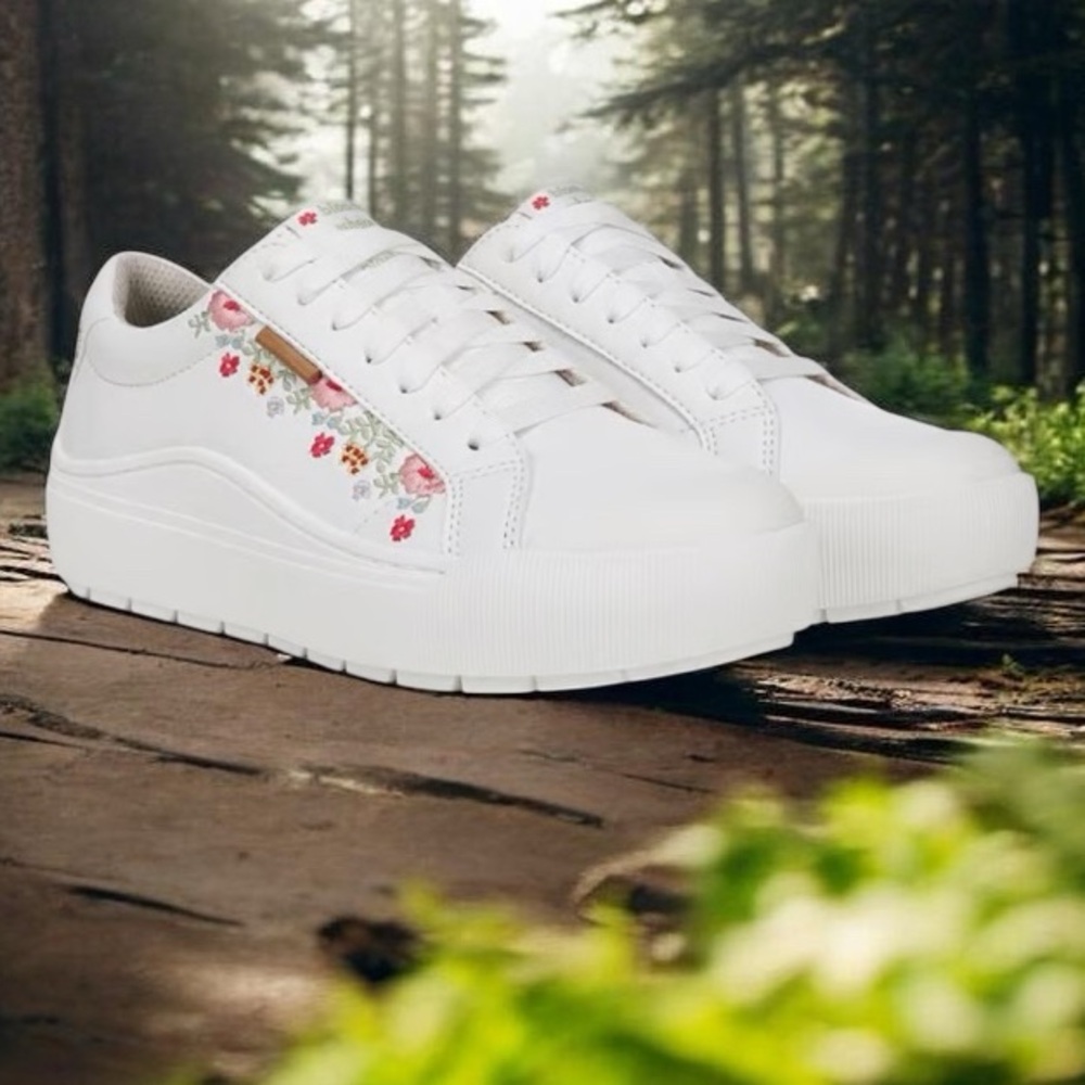 Dr. Scholl's Time Off Floral Embroidered Sneakers. Arch support. White. Sz 11 - Picture 2 of 11